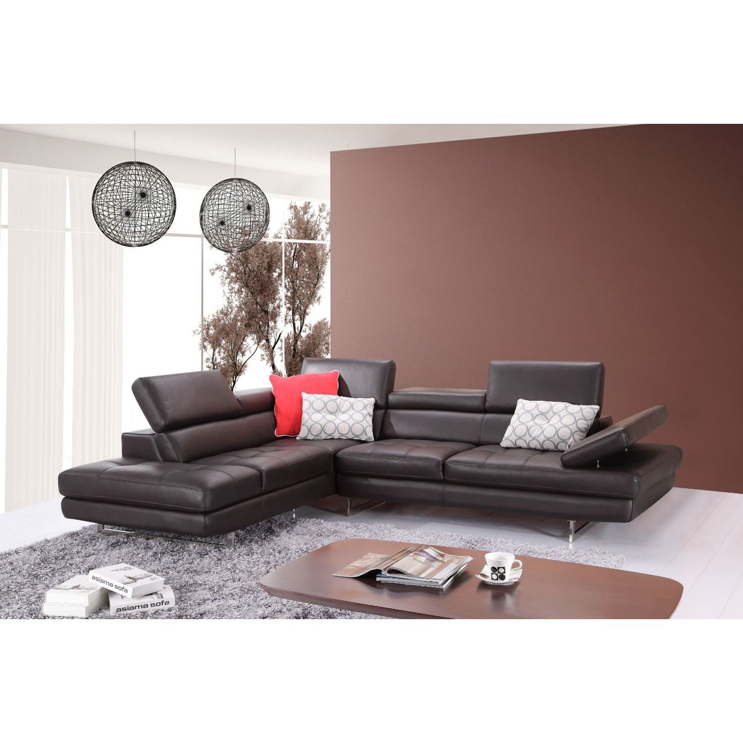 A761 Italian Leather Sectional Slate Coffee In Left Hand Facing jnmfurniture Sectionals 1785522-LHFC