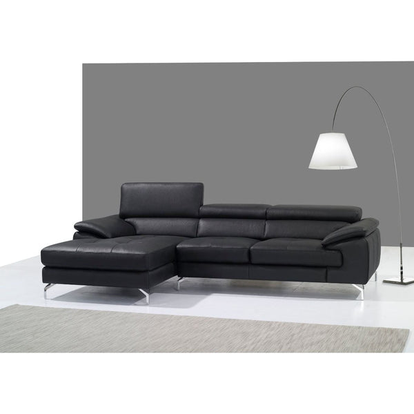 A973B Italian Leather Mini Sectional Left Facing Chaise in Black jnmfurniture Sectionals 1790612-LHFC