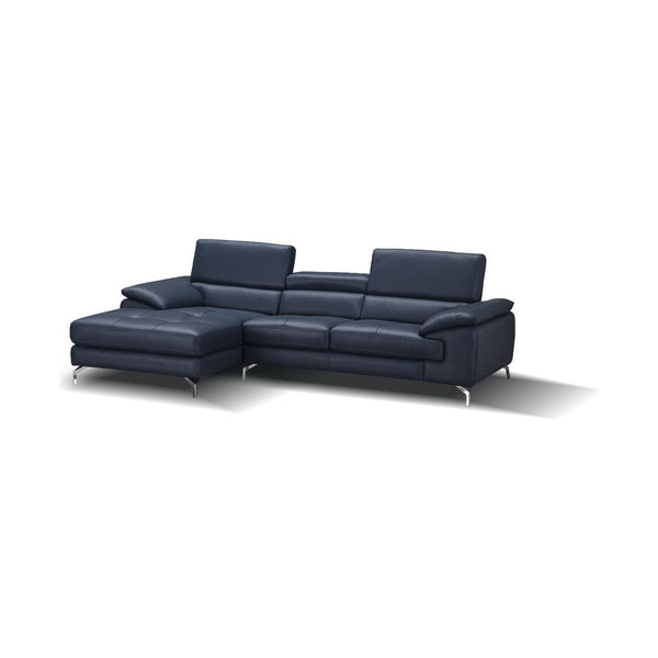 A973B Italian Leather Mini Sectional Left Facing Chaise in Blue jnmfurniture Sectionals 179065-LHFC