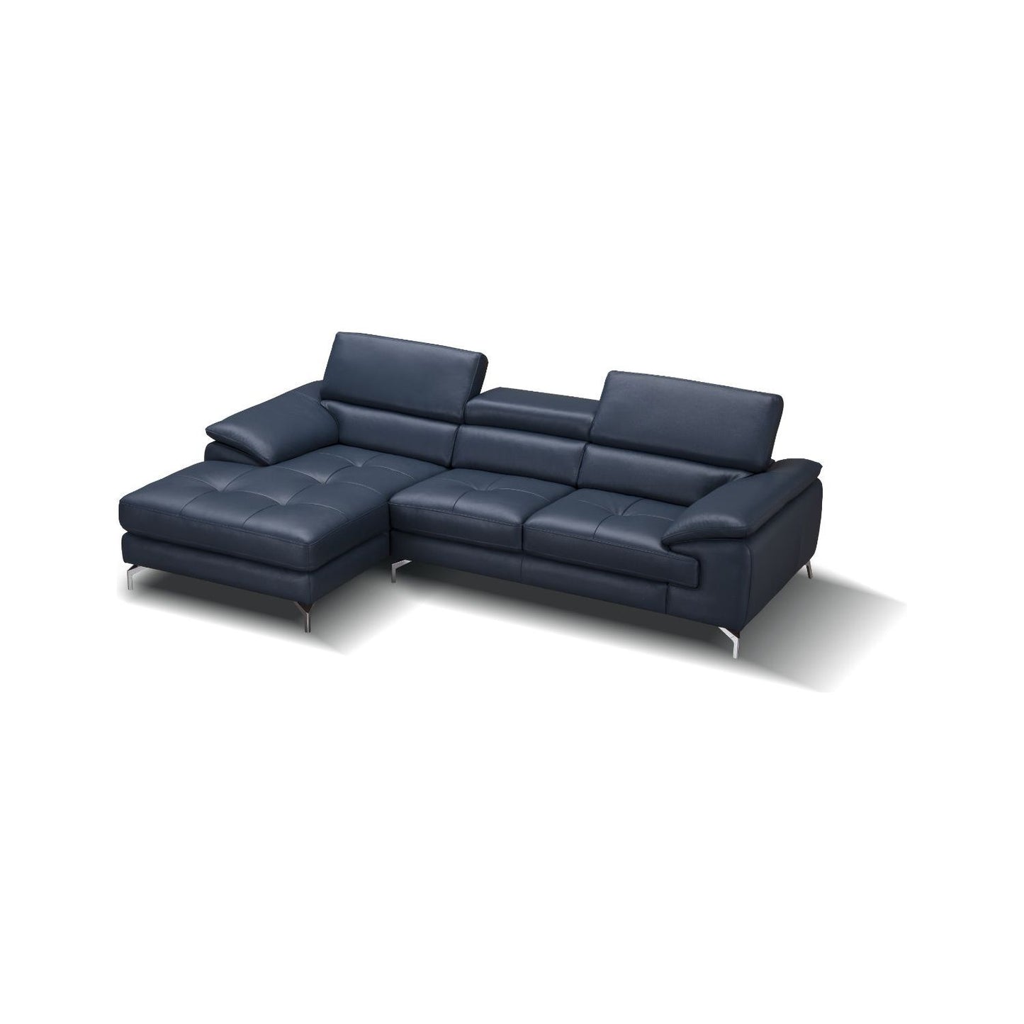 A973B Italian Leather Mini Sectional Left Facing Chaise in Blue jnmfurniture Sectionals 179065-LHFC