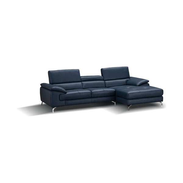 A973B Italian Leather Mini Sectional Right Facing Chaise in Blue jnmfurniture Sectionals 179065-RHFC