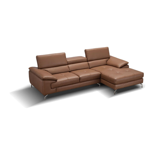 A973B Italian Leather Mini Sectional Right Facing Chaise in Caramel jnmfurniture Sectionals 17906122-RHFC