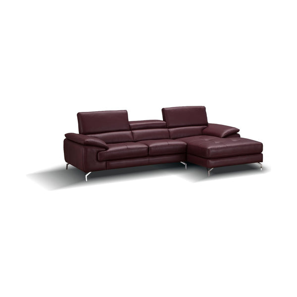 A973B Italian Leather Mini Sectional Right Facing Chaise in Maroon jnmfurniture Sectionals 179066-RHFC