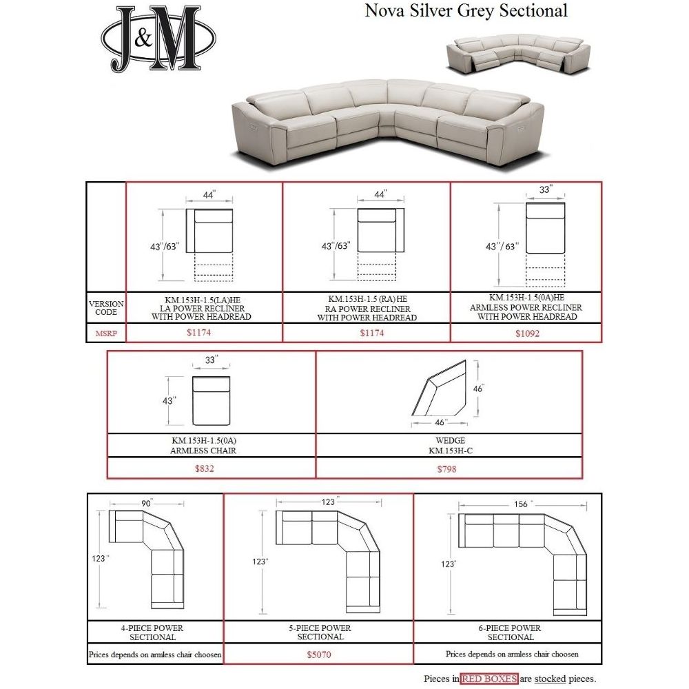 Nova Motion Sectional In Silver Grey jnmfurniture Sectionals 187752-SG