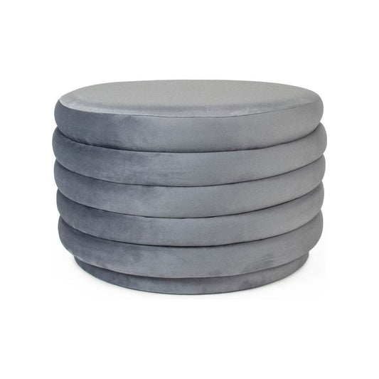 Pale Blue Velvet Ottoman Zentique Ottomans & Poufs GH005-VB
