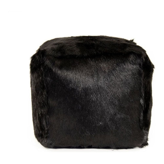 Tibetan Black Goat Fur Pouf Zentique Ottomans & Poufs ZGFC-black