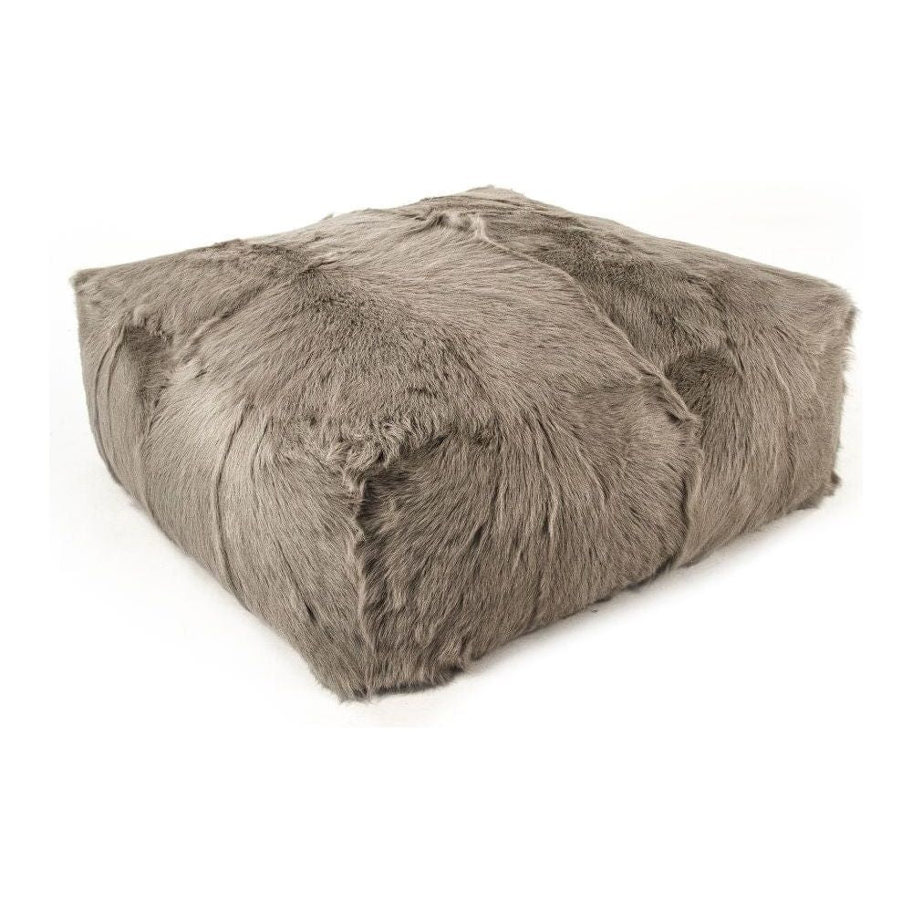 Tibetan Goat Fur Ottoman Zentique Ottomans & Poufs ZTGP-light grey