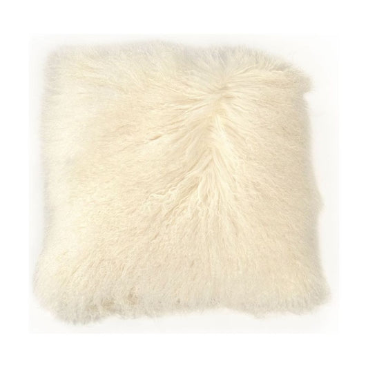 Tibetan Ivory Lamb Fur Pouf Zentique Ottomans & Poufs ZTLFP-ivory