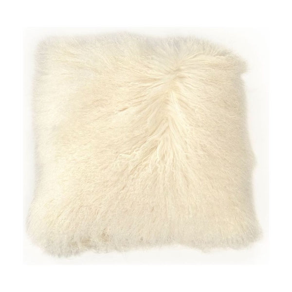 Tibetan Ivory Lamb Fur Pouf Zentique Ottomans & Poufs ZTLFP-ivory