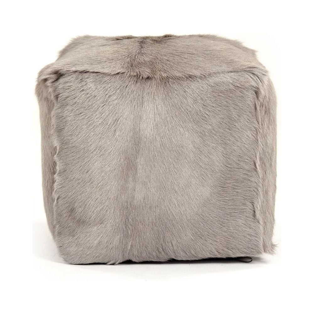 Tibetan Light Grey Goat Fur Pouf Zentique Ottomans & Poufs ZGFC-light grey