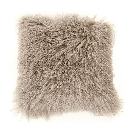 Tibetan Light Grey Lamb Fur Pouf Zentique Ottomans & Poufs ZTLFP-light grey