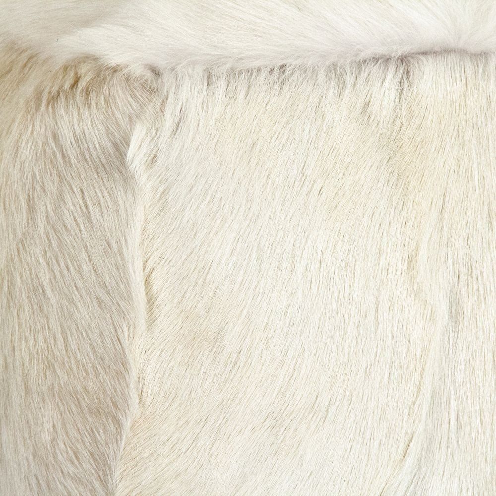 Tibetan White Goat Fur Pouf Zentique Ottomans & Poufs ZGFC-white