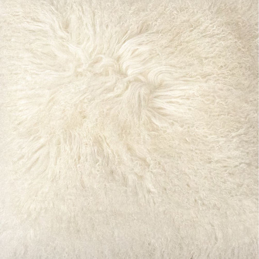 Tibetan White Lamb Fur Pouf Zentique Ottomans & Poufs ZTLFP-white