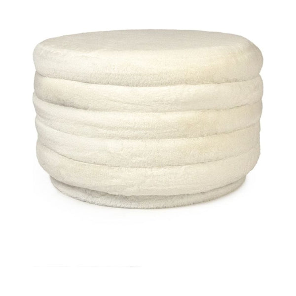 White Faux Fur Ottoman Zentique Ottomans & Poufs GH005-RW